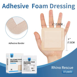 RHINO RESCUE Silicone Foam Dressing – Waterproof Bandage for First Aid & Outdoor Use