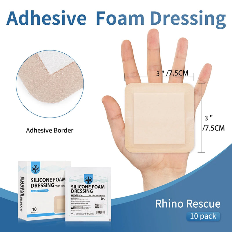 RHINO RESCUE Silicone Foam Dressing – Waterproof Bandage for First Aid & Outdoor Use
