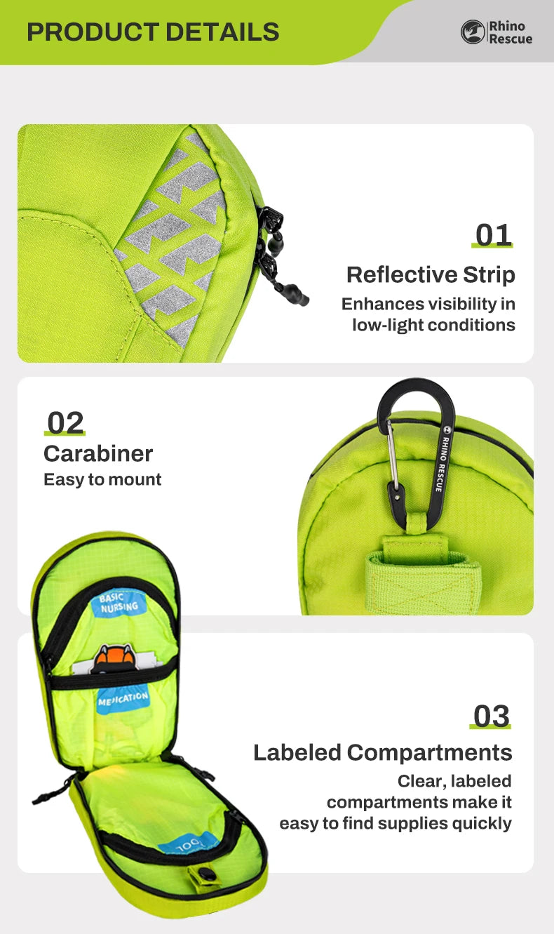 RHINO RESCUE Outdoor Travel First Aid Kit, lightweight, portable and waterproof, suitable for hiking, climbing, car and cycling