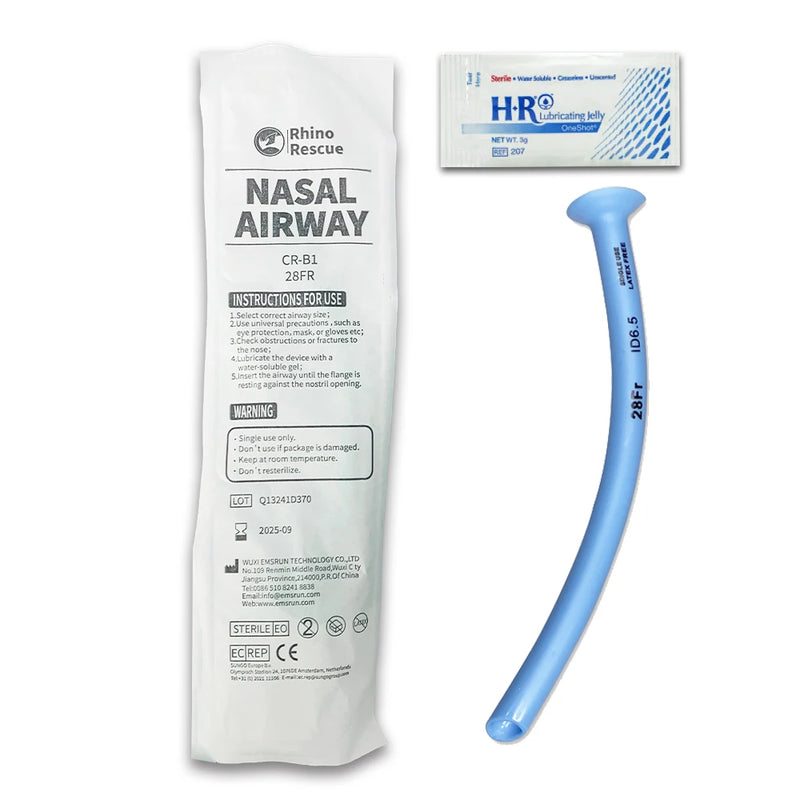 Rhino Rescue Nasopharyngeal (Nasal) Airway 2pcs NPA With Lubrican Nasopharyngeal Airway 28FR