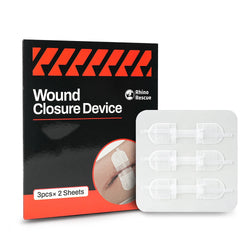 RHINO RESCUE Zip Stitch wound closure strips with adjustable design for sterile, needle-free laceration management.