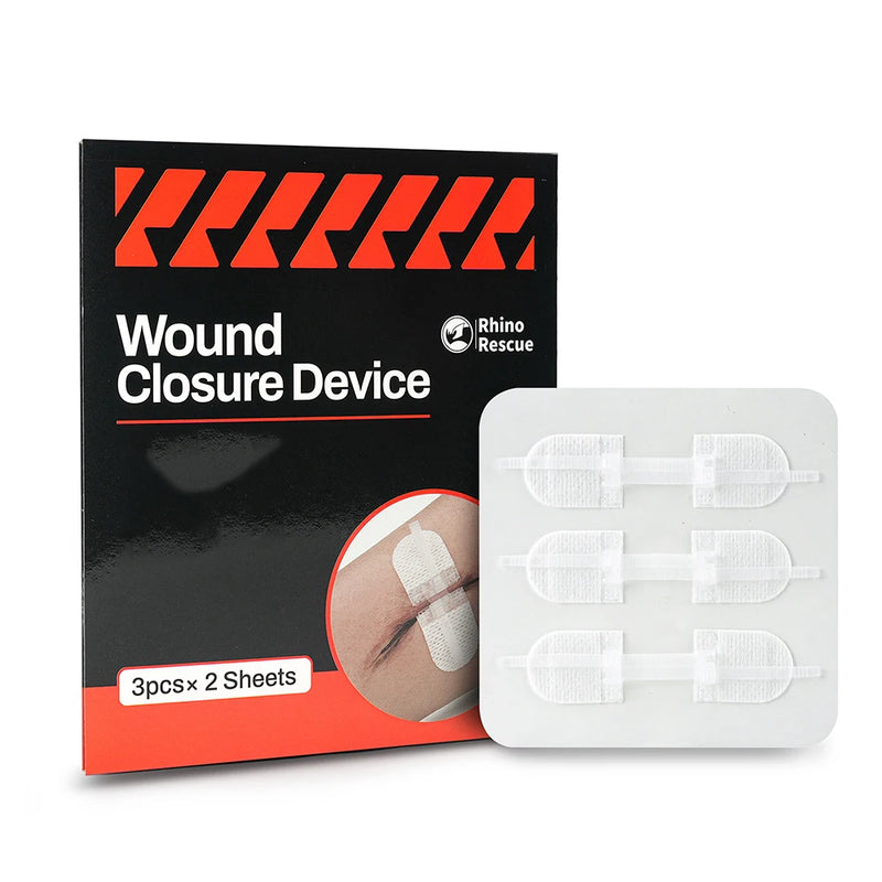 RHINO RESCUE Zip Stitch wound closure strips with adjustable design for sterile, needle-free laceration management.
