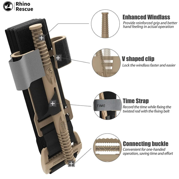 RHINO RESCUE Molle Tourniquet Pouch / Trauma Shears & Marker | Tactical First Aid for Outdoor, Military, Hiking | Quick Access
