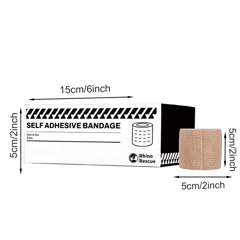 RHINO RESCUE-Self Adhesive Bandage, 6 Pack, Elastic, Self Stick, Stretch, Self Adherent, Medical Bandage Wrap