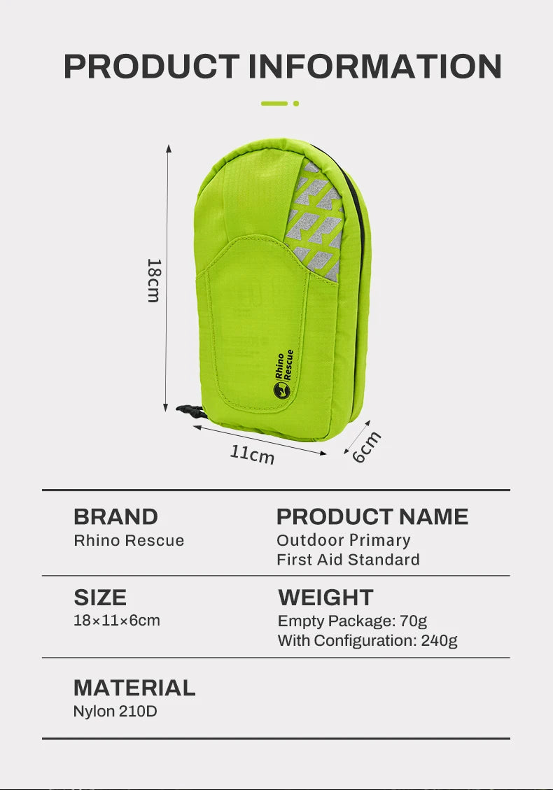 RHINO RESCUE Outdoor Travel First Aid Kit, lightweight, portable and waterproof, suitable for hiking, climbing, car and cycling