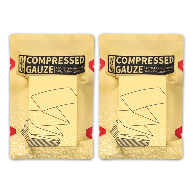 Sterile Compressed Gauze for Emergency Wound Dressing First Aid and Trauma Kit For Camping Travel 0utdoor Survival RHINO RESCUE