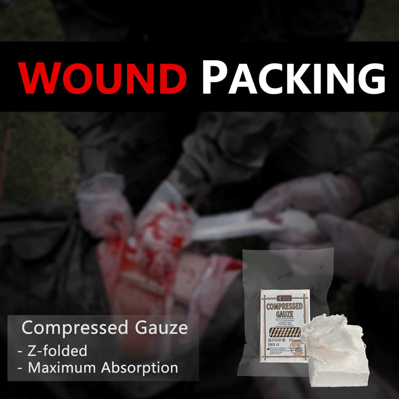 Sterile Compressed Gauze for Emergency Wound Dressing First Aid and Trauma Kit For Camping Travel 0utdoor Survival RHINO RESCUE