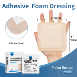 RHINO RESCUE Silicone Foam Dressing – Waterproof Bandage for First Aid & Outdoor Use
