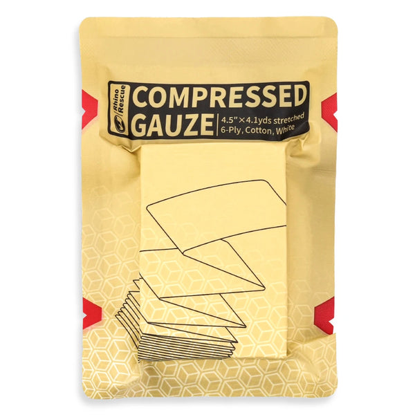 Sterile Compressed Gauze for Emergency Wound Dressing First Aid and Trauma Kit For Camping Travel 0utdoor Survival RHINO RESCUE