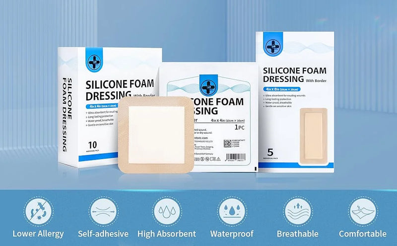 RHINO RESCUE Silicone Foam Dressing 6''x6'' – 5 Pack