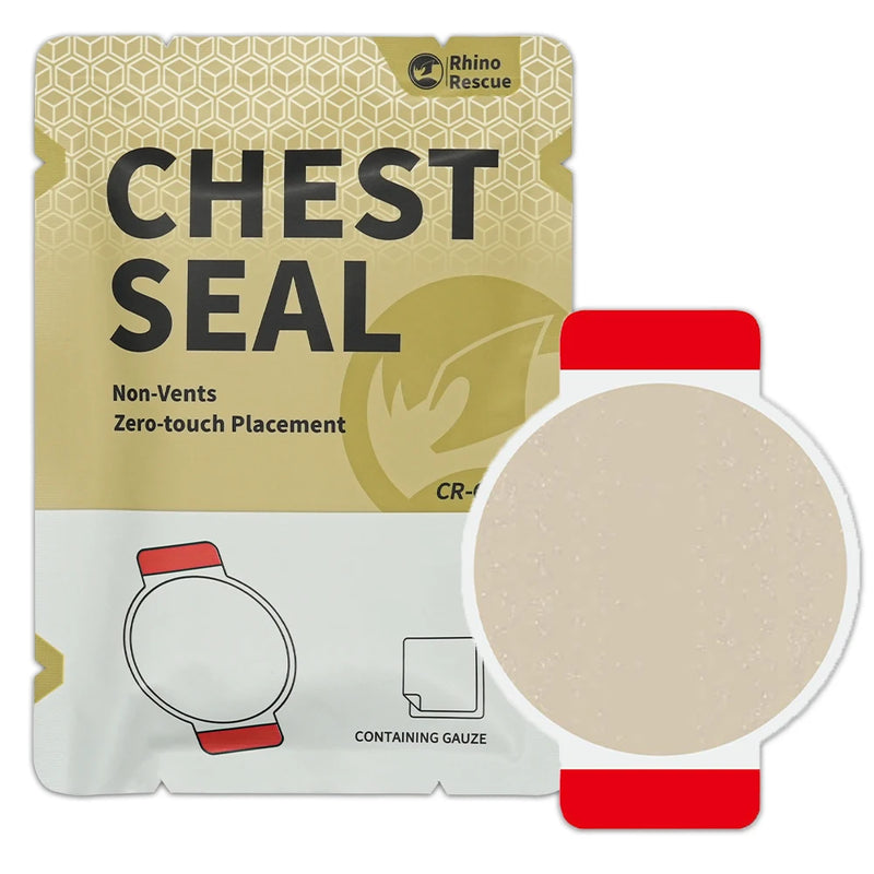 RHINO RESCUE Tactical Chest Seal Vented, Trauma Care for Combat Medics Chest Sealing Patch,IFAK Supplies
