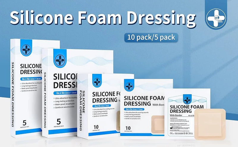 RHINO RESCUE Silicone Foam Dressing 6''x6'' – 5 Pack