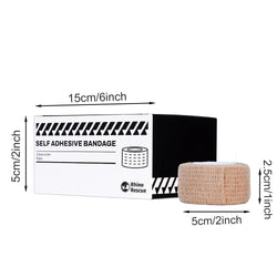 RHINO RESCUE-Self Adhesive Bandage, 6 Pack, Elastic, Self Stick, Stretch, Self Adherent, Medical Bandage Wrap