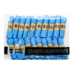 Box of RHINO RESCUE latex and powder-free disposable gloves for medical or tactical use.