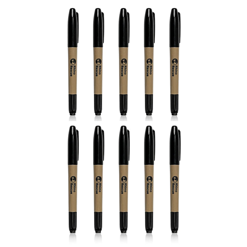 10-pack of RHINO RESCUE dual-tip marker pens with fine and broad tips for tactical, medical, and field use.

