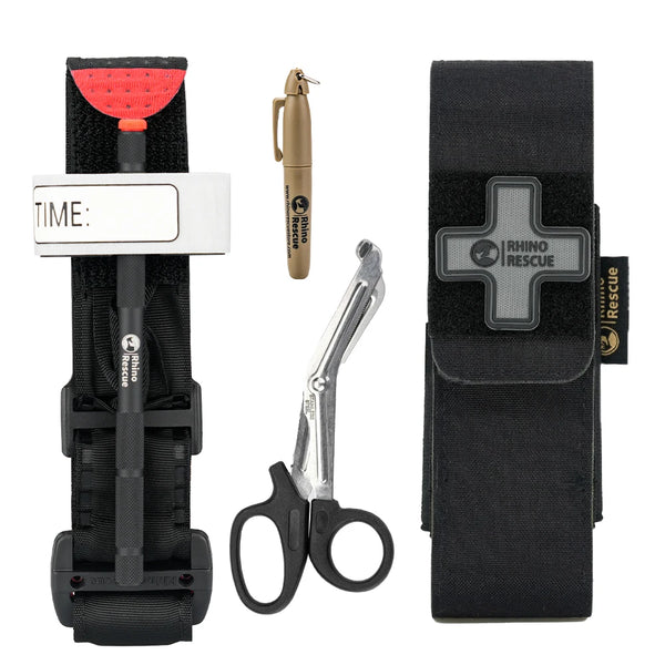 RHINO RESCUE Molle Tourniquet Pouch / Trauma Shears & Marker | Tactical First Aid for Outdoor, Military, Hiking | Quick Access